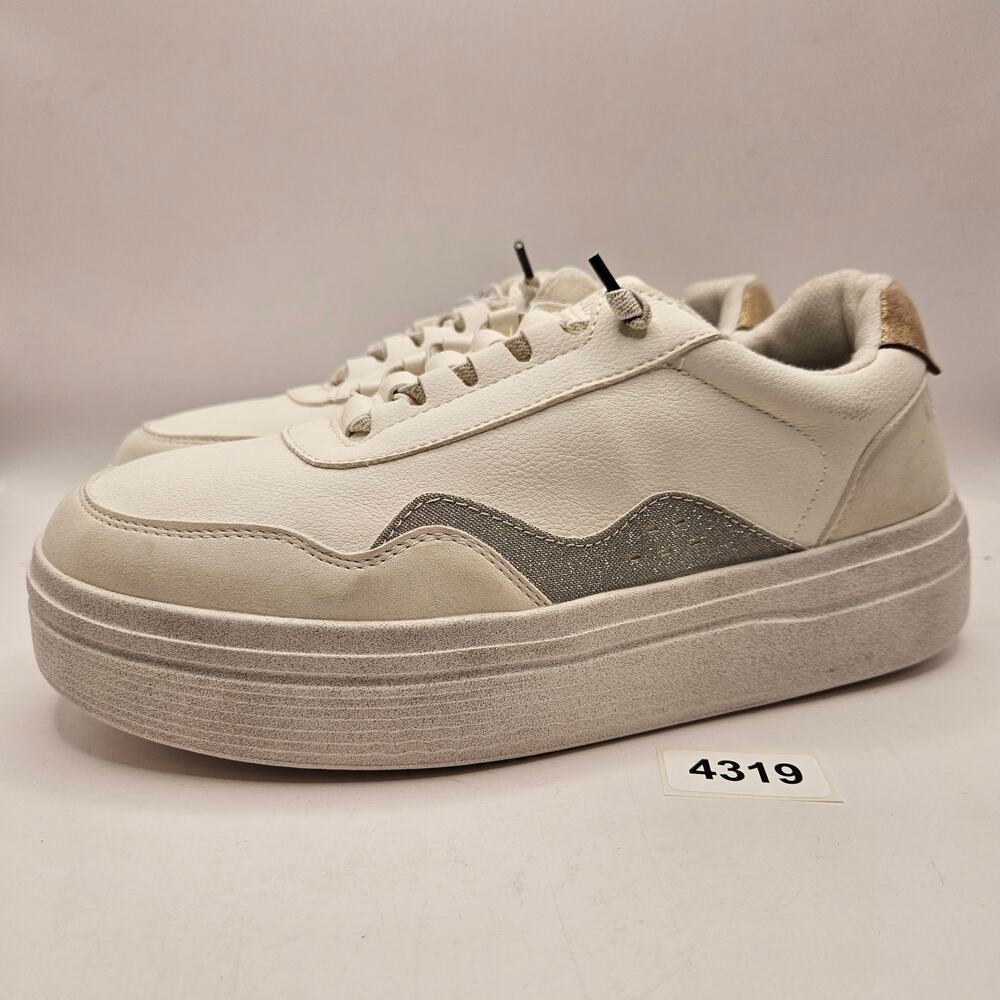 HEY DUDE WOMEN'S 9 HUDSON LIFT METALLIC SNEAKERS WHITE 41985-100